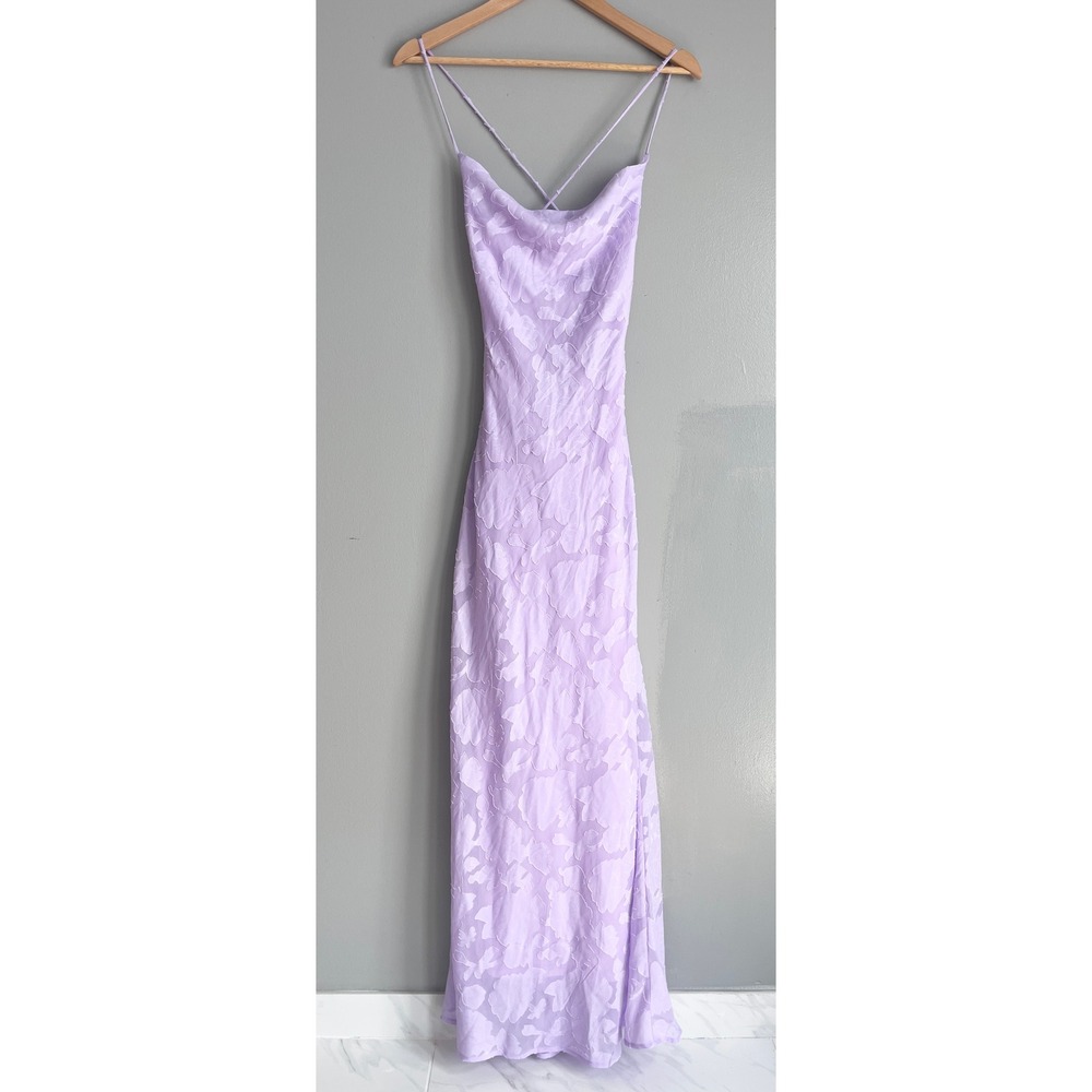 Princess Polly Celena Maxi Dress Lilac Burnout Floral Backless US Size 4 NWT